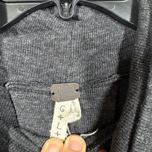 We The Free People Large Sweater Gray Cotton Blend Split Back Turtleneck - Picture 8 of 10